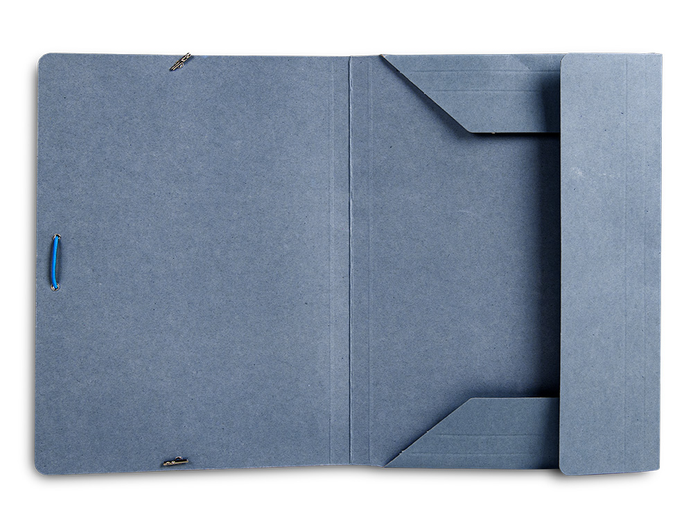 CARPETA LIDERPAPEL GOMAS TRES SOLAPAS CARTON PINTADO 410 GR FOLIO COLOR AZUL