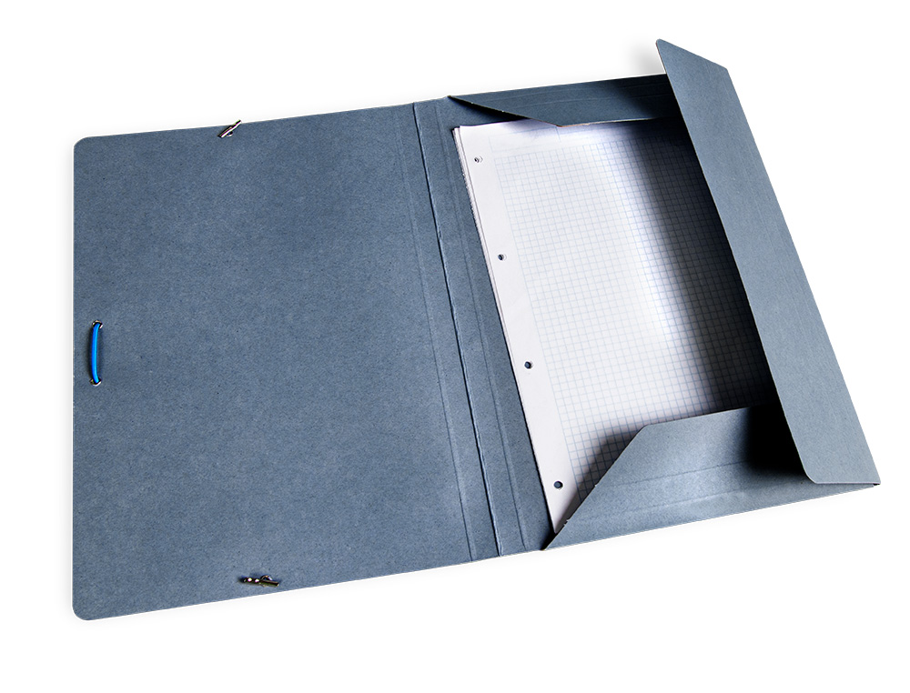 CARPETA LIDERPAPEL GOMAS TRES SOLAPAS CARTON PINTADO 410 GR FOLIO COLOR AZUL