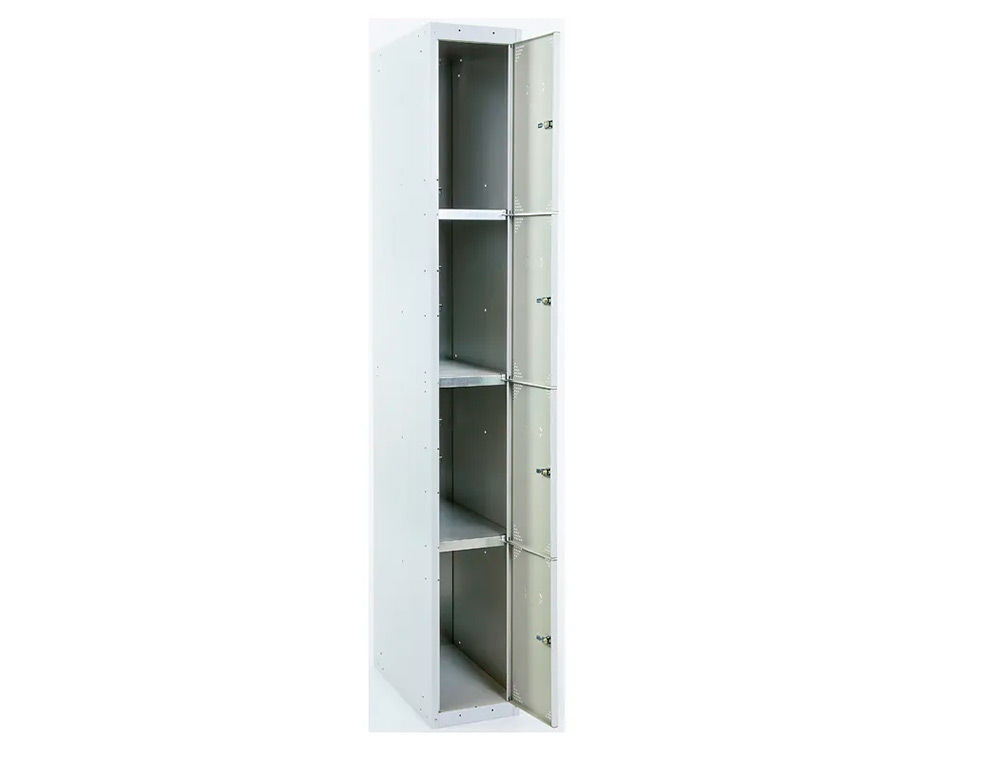 TAQUILLA METALICA SIMONRACK 4 PUERTAS CON CERRADURA MONTADA RESPIRADERO Y ETIQUETERO GRIS/GRIS 1800X500X300 MM