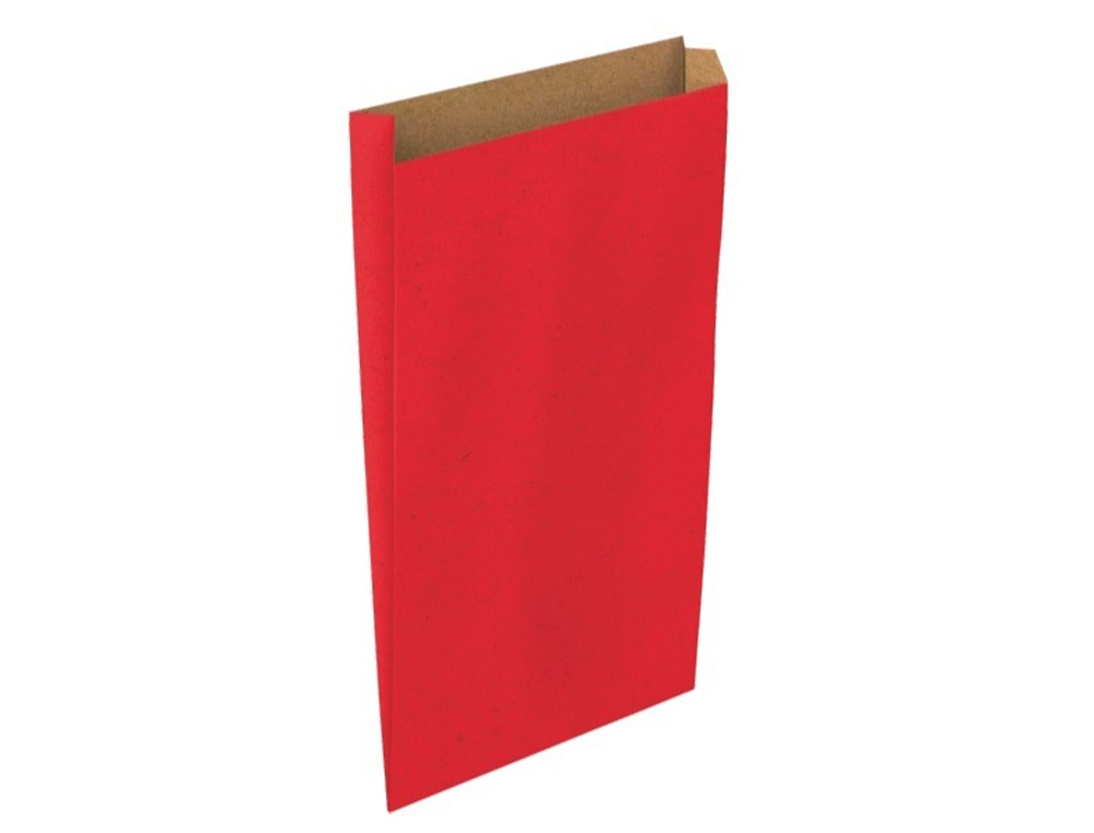 SOBRE PAPEL BASIKA KRAFT ROJO CON FUELLE M 200X350X60 MM PAQUETE DE 25 UNIDADES