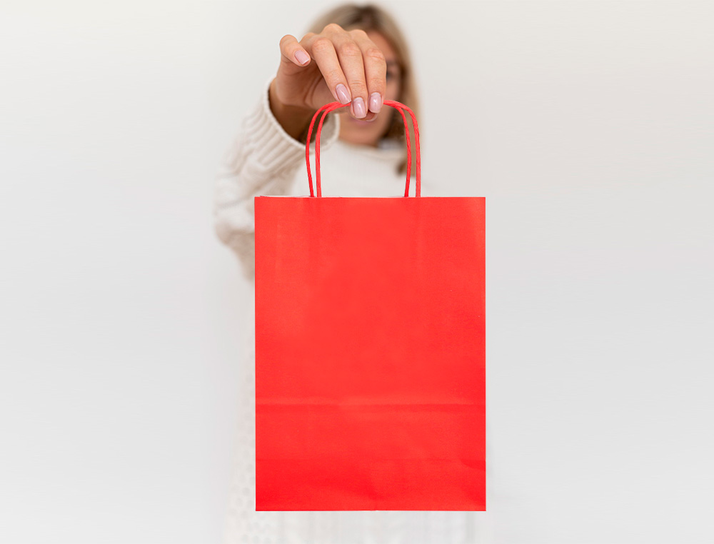 BOLSA PAPEL Q-CONNECT CELULOSA ROJO XS CON ASA RETORCIDA 180X240X80 MM