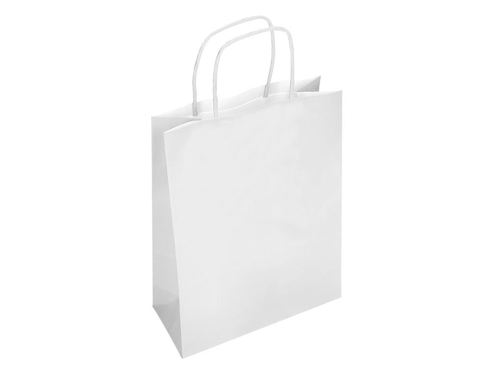 BOLSA PAPEL Q-CONNECT CELULOSA BLANCO S CON ASA RETORCIDA 240X320X10 MM