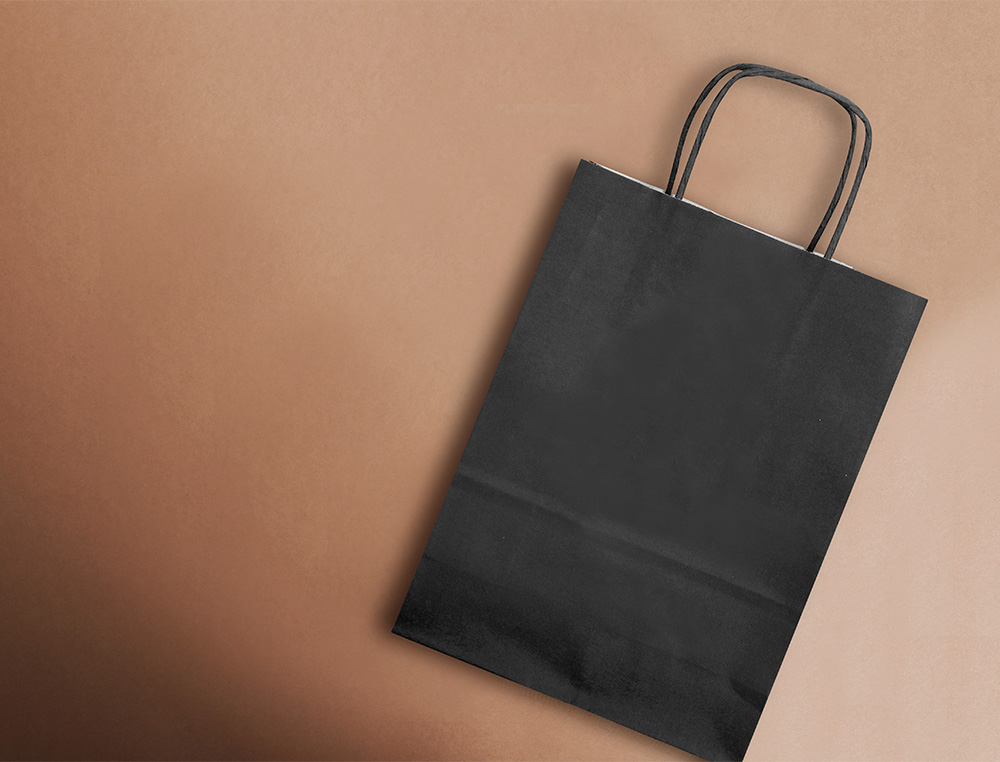 BOLSA PAPEL Q-CONNECT CELULOSA NEGRO M CON ASA RETORCIDA 270X370X120 MM