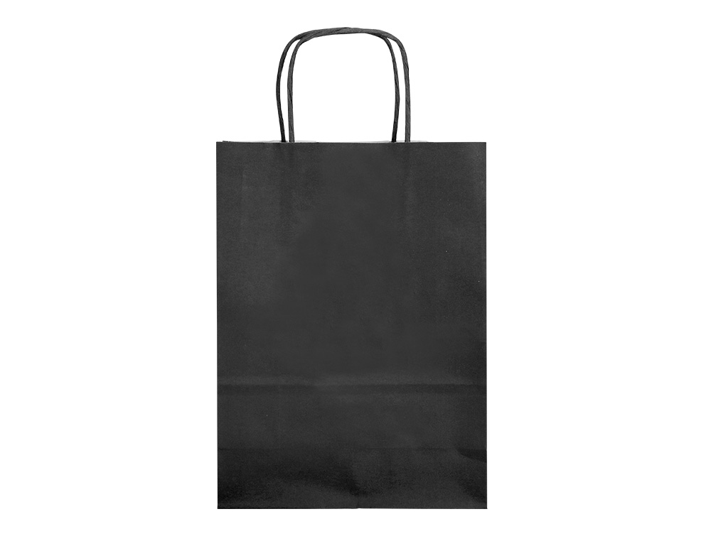 BOLSA PAPEL Q-CONNECT CELULOSA NEGRO M CON ASA RETORCIDA 270X370X120 MM