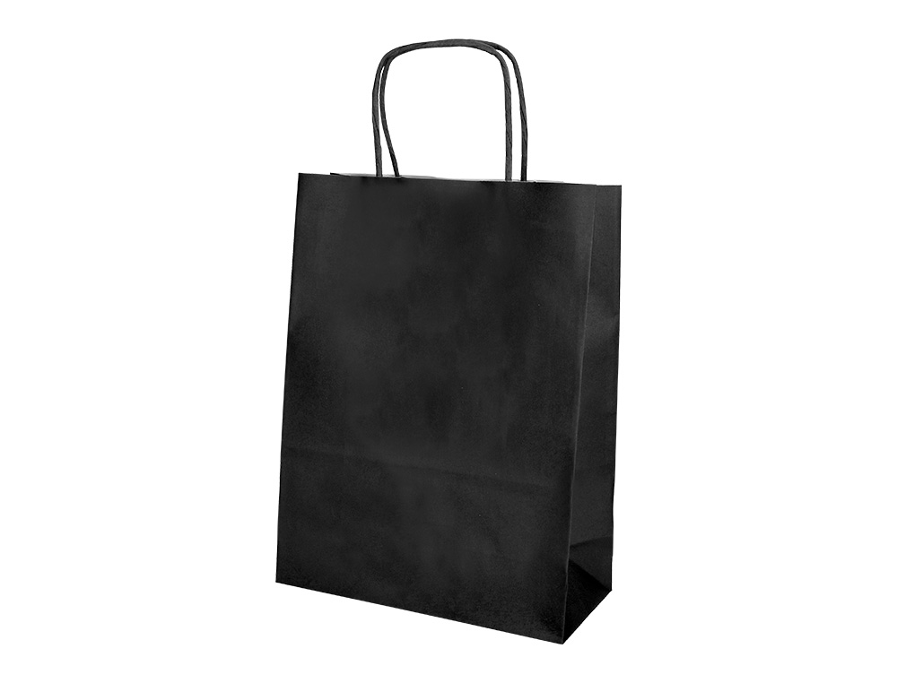 BOLSA PAPEL Q-CONNECT CELULOSA NEGRO M CON ASA RETORCIDA 270X370X120 MM