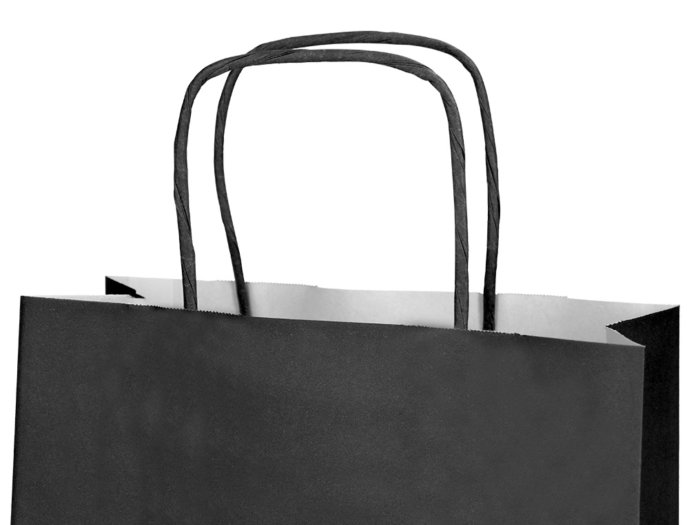 BOLSA PAPEL Q-CONNECT CELULOSA NEGRO M CON ASA RETORCIDA 270X370X120 MM