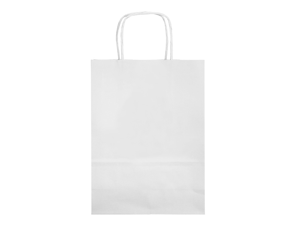BOLSA PAPEL Q-CONNECT CELULOSA BLANCO L CON ASA RETORCIDA 320X400X14 MM