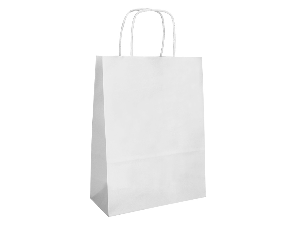BOLSA PAPEL Q-CONNECT CELULOSA BLANCO L CON ASA RETORCIDA 320X400X14 MM