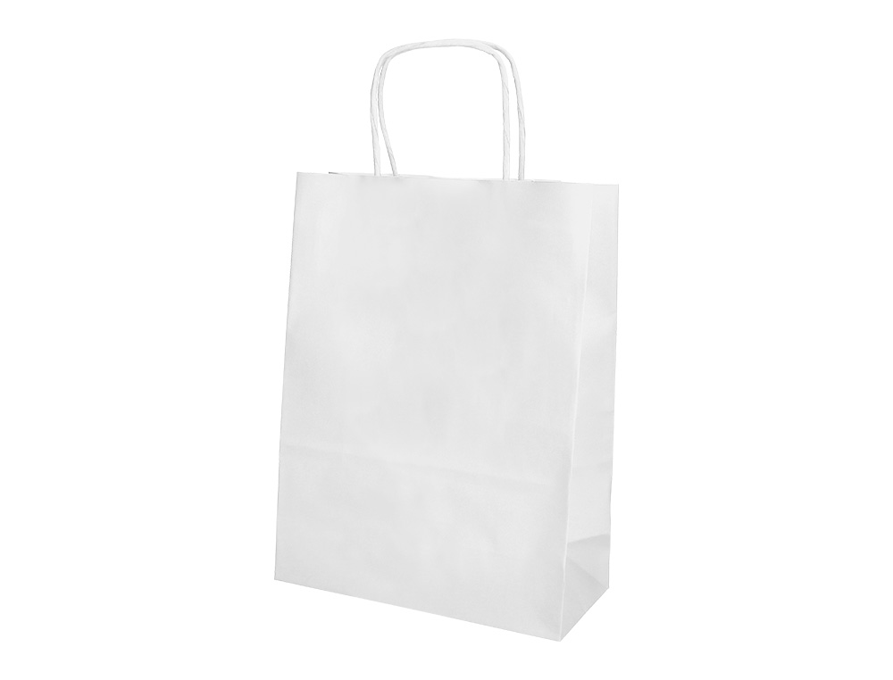 BOLSA PAPEL Q-CONNECT CELULOSA BLANCO L CON ASA RETORCIDA 320X400X14 MM