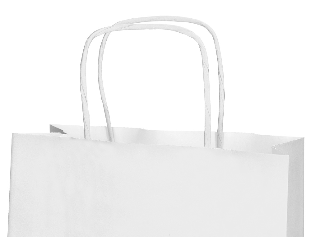 BOLSA PAPEL Q-CONNECT CELULOSA BLANCO L CON ASA RETORCIDA 320X400X14 MM