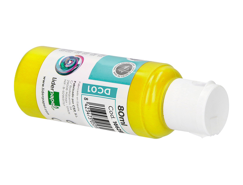 PINTURA ACRILICA LIDERPAPEL BOTE DE 80 ML AMARILLO
