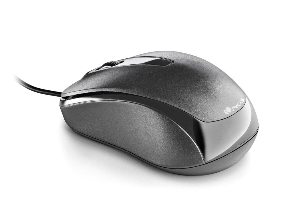 RATON NGS EASY DELTA OPTICO CON CABLE 1200 DPI RECEPTOR USB 2 BOTONES AMBIDIESTROS COLOR NEGRO