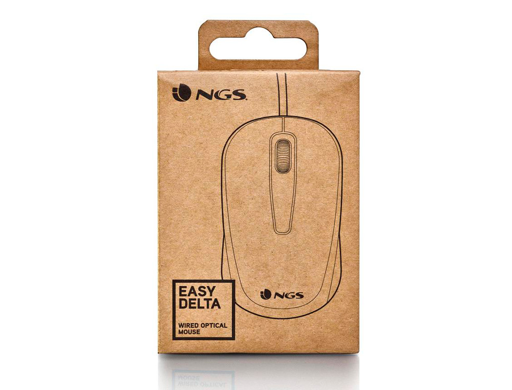 RATON NGS EASY DELTA OPTICO CON CABLE 1200 DPI RECEPTOR USB 2 BOTONES AMBIDIESTROS COLOR NEGRO