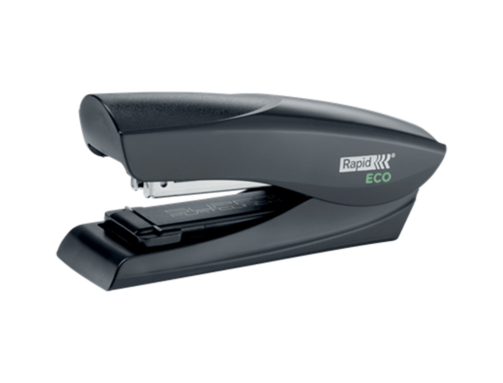 GRAPADORA RAPID FASHION ECO PLASTICO 100% RECICLADO CAPACIDAD 25 HOJAS USA GRAPAS 24/6 Y 26/6 COLOR NEGRO