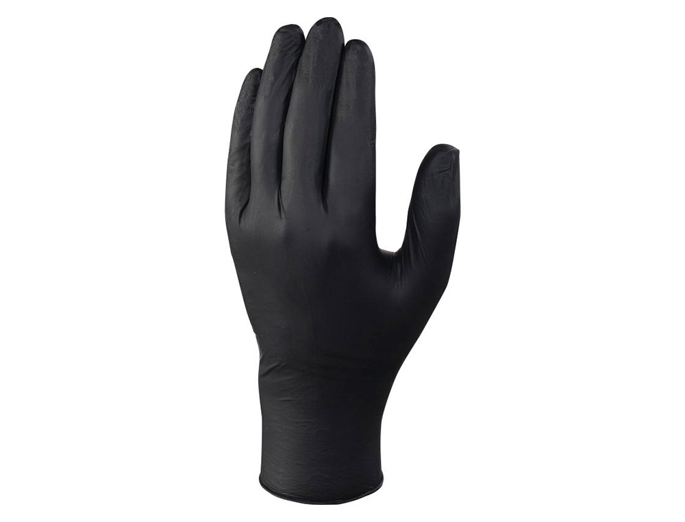 GUANTES DE NITRILO DELTAPLUS NO EMPOLVADO DESECHABLE TALLA 10 COLOR NEGRO CAJA DE 100 UNIDADES