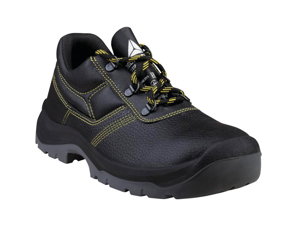 ZAPATOS DE SEGURIDAD DELTAPLUS PIEL CRUPON PIGMENTADA SUELA PU BI DENSIDAD COLOR NEGRO TALLA 41