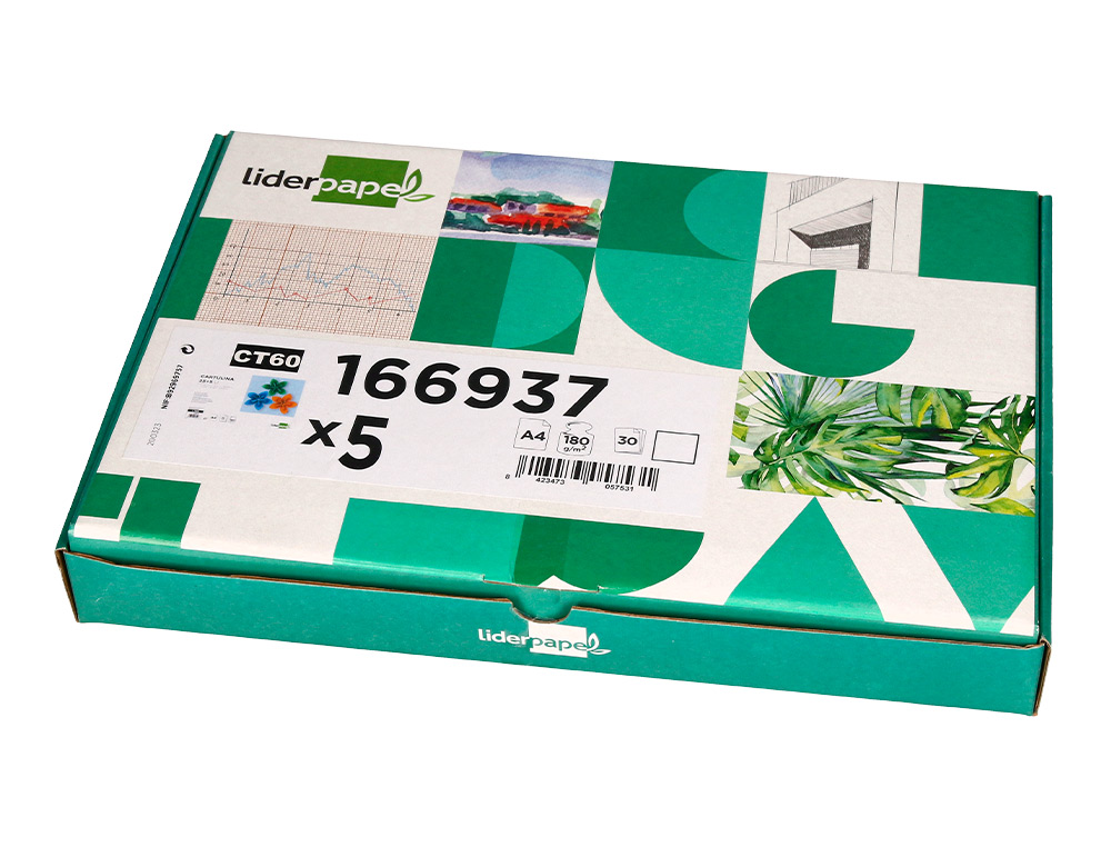 CARTULINA LIDERPAPEL A4 180G/M2 BLANCO PAQUETE DE 25+5 HOJAS EN CARPETA DOSSIER TRANSPARENTE CON CIERRE VELCRO