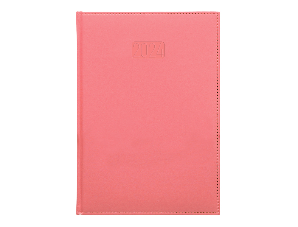 AGENDA ENCUADERNADA LIDERPAPEL CRETA 17X24 CM 2024 DIA PAGINA COLOR ROSA PAPEL 70 GR