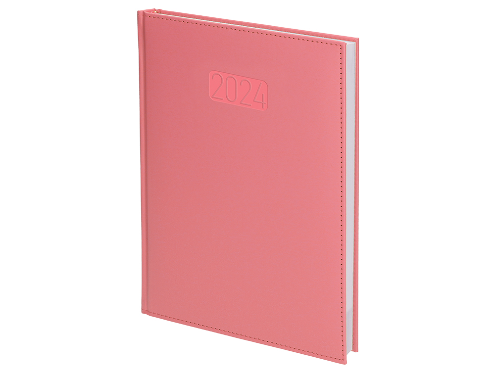 AGENDA ENCUADERNADA LIDERPAPEL CRETA 17X24 CM 2024 DIA PAGINA COLOR ROSA PAPEL 70 GR
