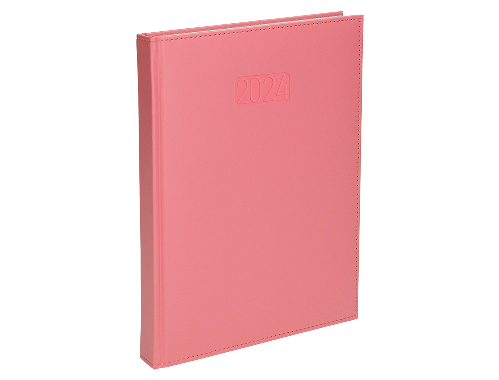 AGENDA ENCUADERNADA LIDERPAPEL CRETA 17X24 CM 2024 DIA PAGINA COLOR ROSA PAPEL 70 GR