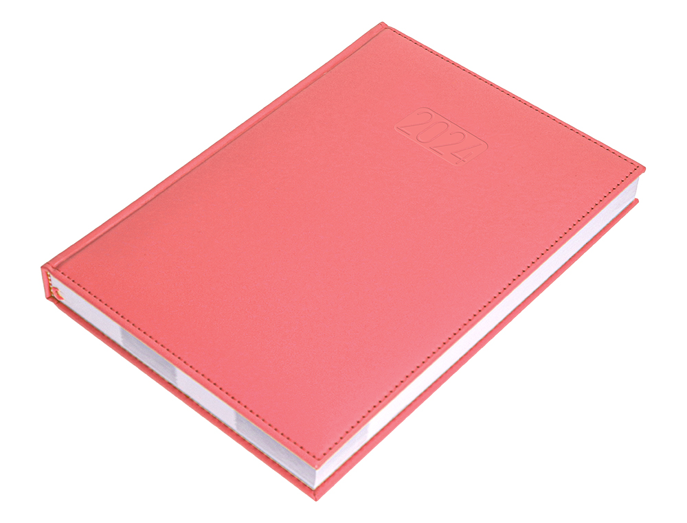 AGENDA ENCUADERNADA LIDERPAPEL CRETA 17X24 CM 2024 DIA PAGINA COLOR ROSA PAPEL 70 GR