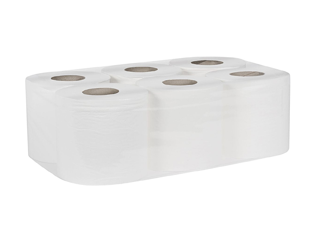 PAPEL SECAMANOS BUNZL GREENSOURCE 2 CAPAS CELULOSA BLANCA 200 MM X 150 MT PAQUETE DE 6 ROLLOS