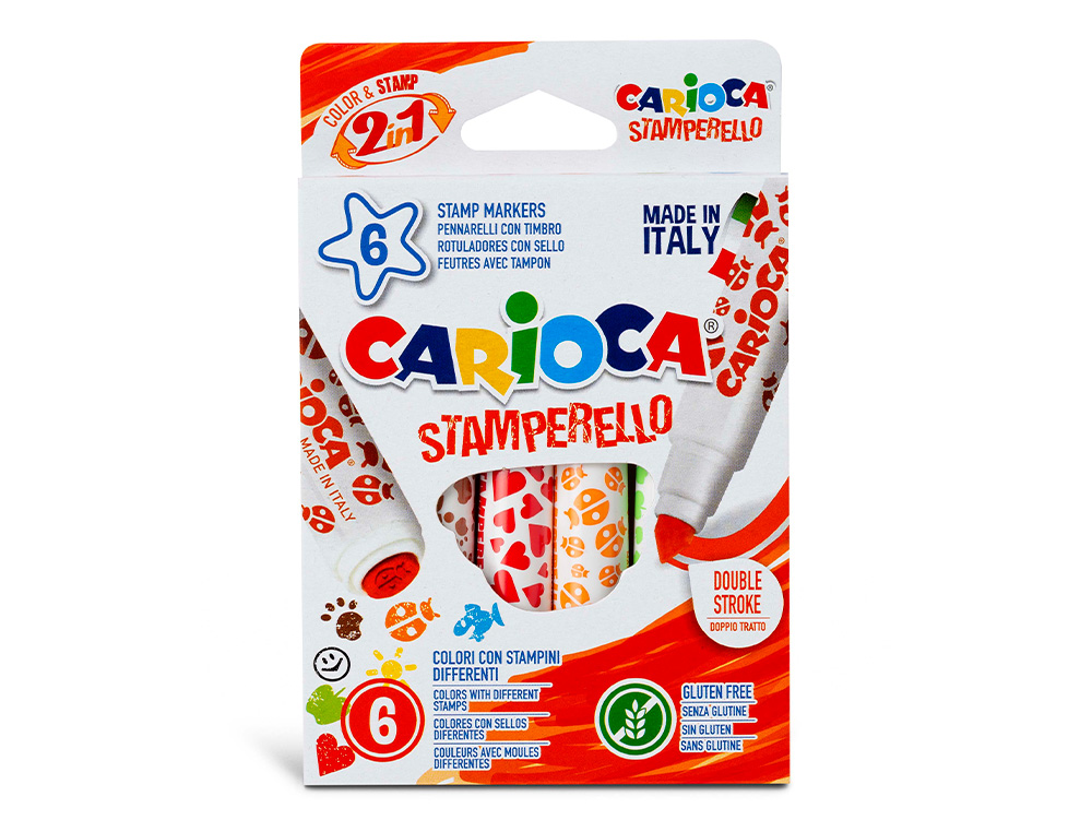 ROTULADOR CARIOCA STAMPERELLO CAJA 6 UNIDADES COLORES SURTIDOS