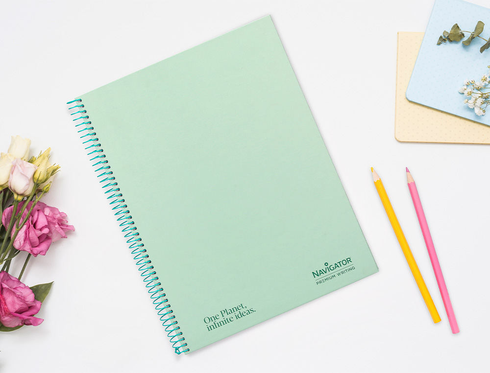 CUADERNO ESPIRAL NAVIGATOR A4 TAPA DURA 80H 80GR HORIZONTAL CON MARGEN MENTA