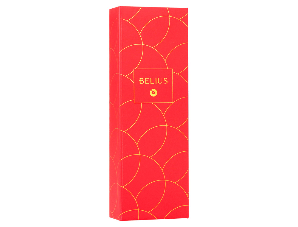 PLUMA BELIUS PASSION DOR ALUMINIO TEXTURA CEPILLADA COLOR ROJO Y DORADO TINTA AZUL CAJA DE DISEO