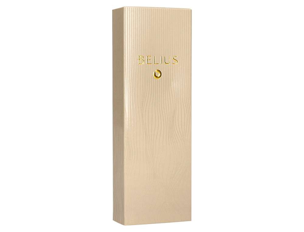 BOLIGRAFO BELIUS NEPTUNO ALUMINIO TEXTURA WAVY COLOR CAQUI TINTA AZUL CAJA DE DISEÑO