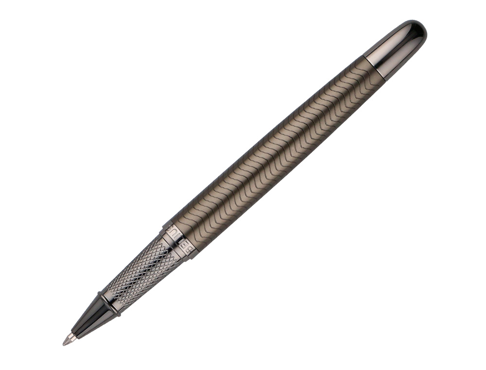 BOLIGRAFO BELIUS NEPTUNO ALUMINIO TEXTURA WAVY COLOR CAQUI TINTA AZUL CAJA DE DISEÑO