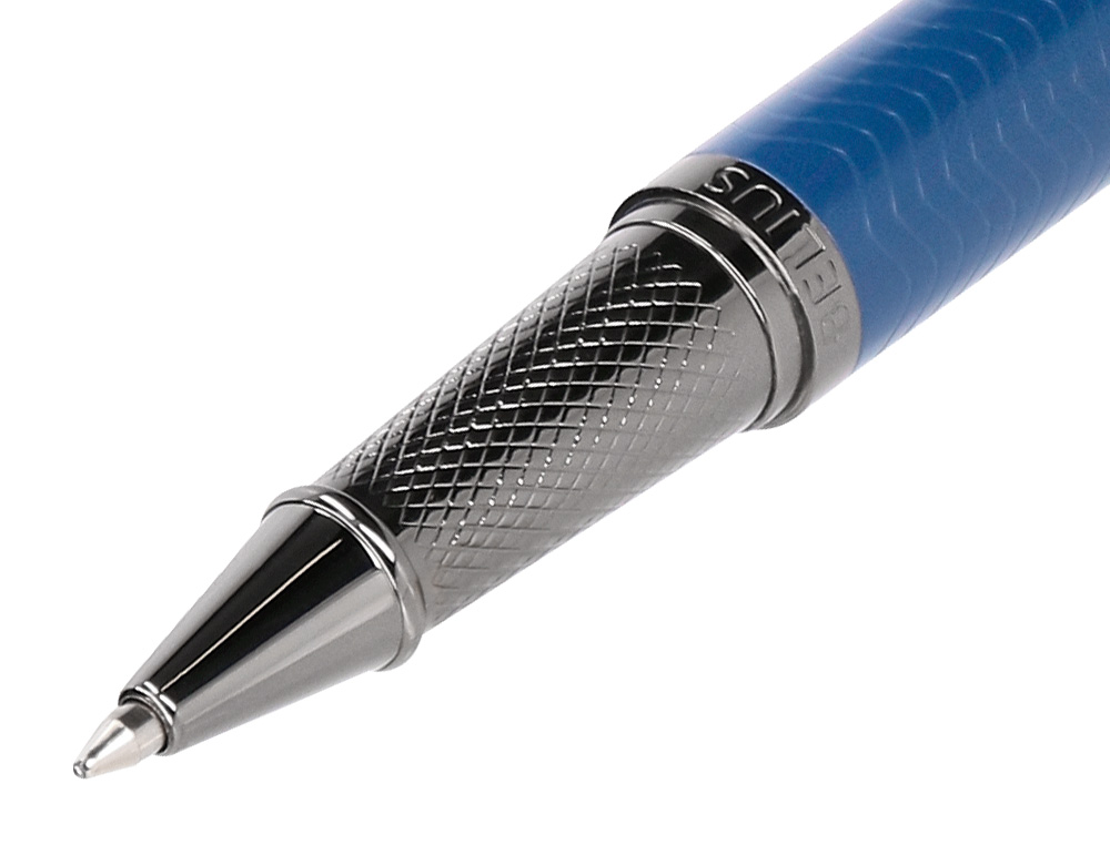 BOLIGRAFO BELIUS NEPTUNO ALUMINIO TEXTURA WAVY COLOR AZUL MARINO TINTA AZUL CAJA DE DISEO