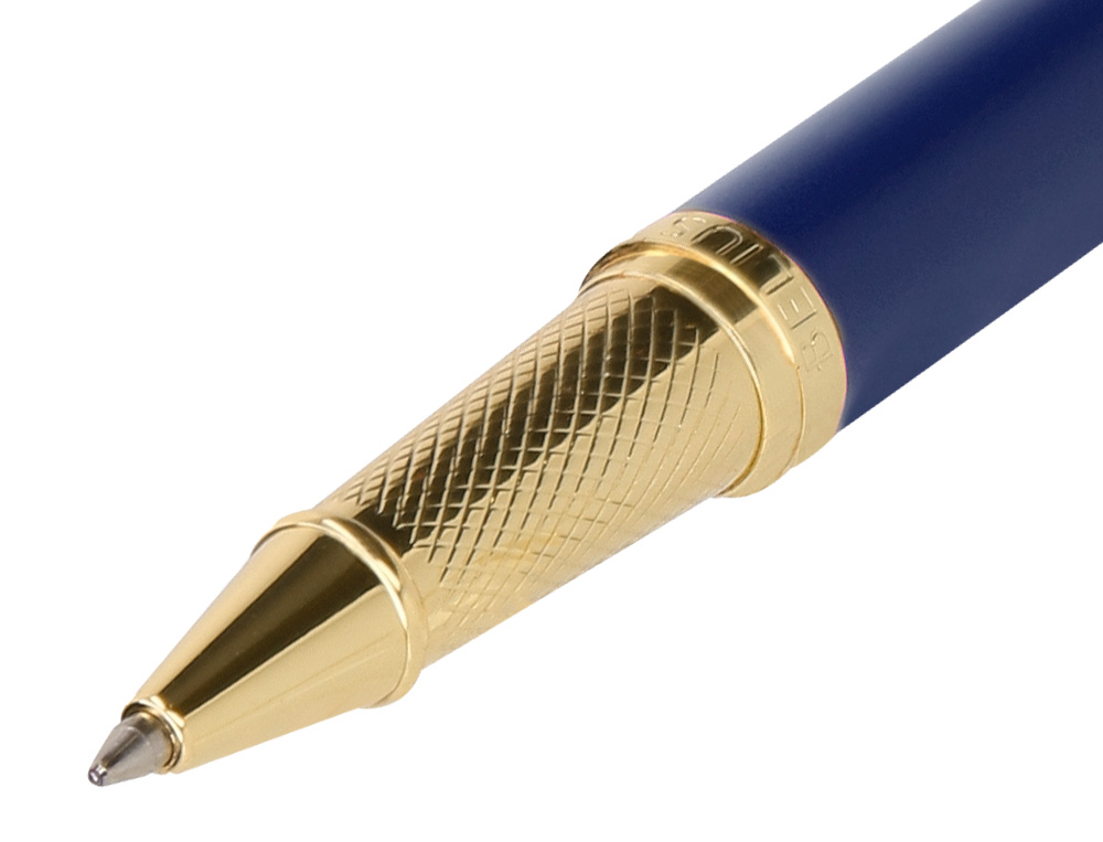 BOLIGRAFO BELIUS SOIREE ALUMINIO COLOR AZUL MARINO Y DORADO TINTA AZUL CAJA DE DISEÑO
