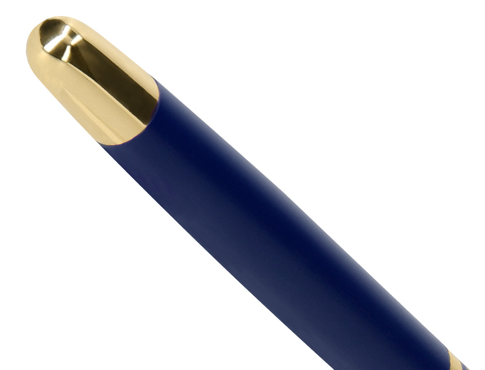 BOLIGRAFO BELIUS SOIREE ALUMINIO COLOR AZUL MARINO Y DORADO TINTA AZUL CAJA DE DISEÑO