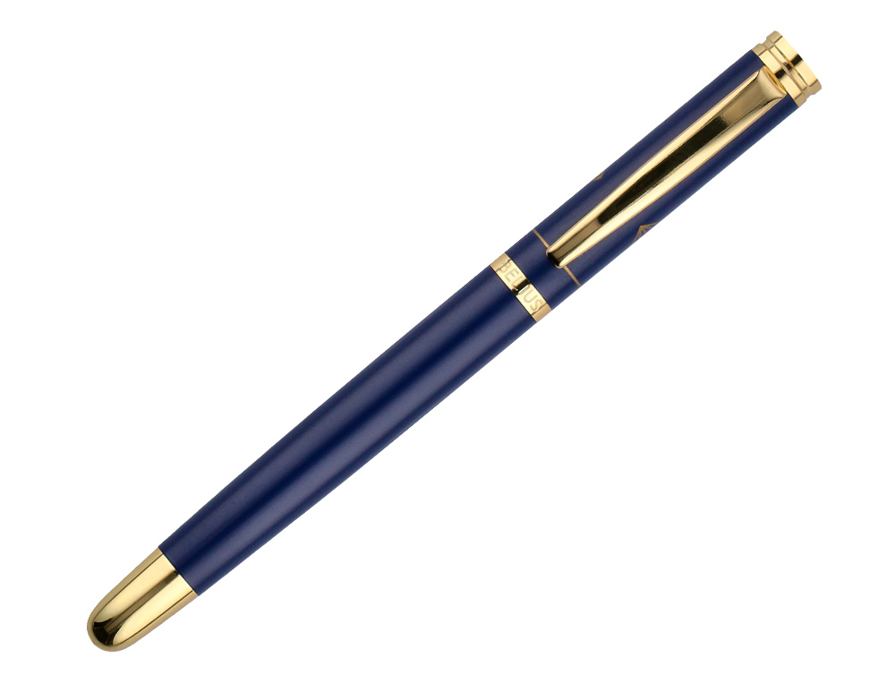 PLUMA Y ESTUCHE BELIUS SOIREE COLOR ART DECO AZUL MARINO Y DORADO TINTA AZUL CAJA DE DISEO