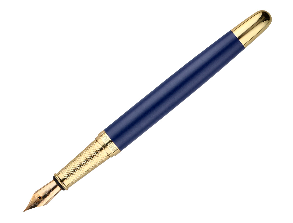 PLUMA Y ESTUCHE BELIUS SOIREE COLOR ART DECO AZUL MARINO Y DORADO TINTA AZUL CAJA DE DISEO