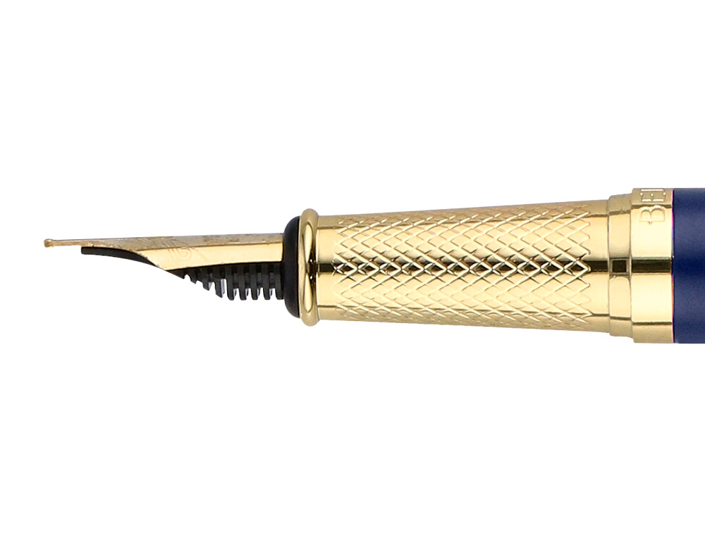PLUMA Y ESTUCHE BELIUS SOIREE COLOR ART DECO AZUL MARINO Y DORADO TINTA AZUL CAJA DE DISEO
