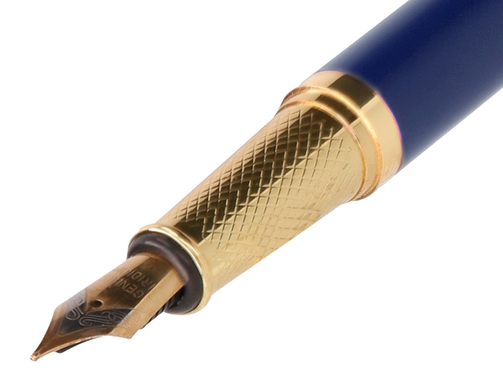 PLUMA Y ESTUCHE BELIUS SOIREE COLOR ART DECO AZUL MARINO Y DORADO TINTA AZUL CAJA DE DISEO