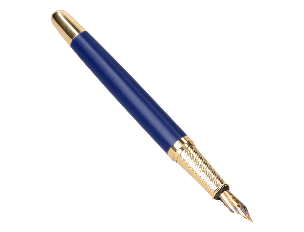 PLUMA Y ESTUCHE BELIUS SOIREE COLOR ART DECO AZUL MARINO Y DORADO TINTA AZUL CAJA DE DISEO
