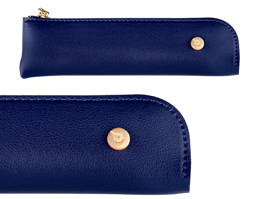 PLUMA Y ESTUCHE BELIUS SOIREE COLOR ART DECO AZUL MARINO Y DORADO TINTA AZUL CAJA DE DISEO