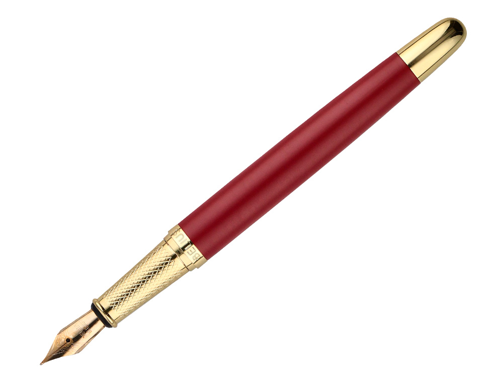 PLUMA Y ESTUCHE BELIUS SOIREE COLOR ART DECO GRANATE Y DORADO TINTA AZUL CAJA DE DISEÑO
