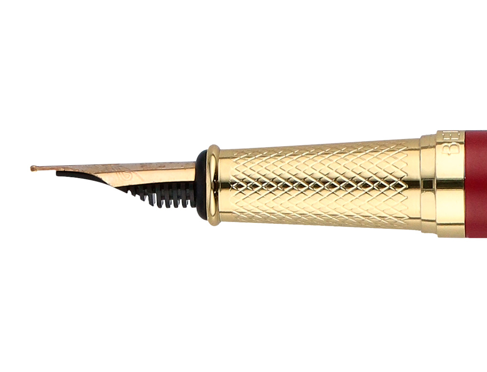 PLUMA Y ESTUCHE BELIUS SOIREE COLOR ART DECO GRANATE Y DORADO TINTA AZUL CAJA DE DISEÑO