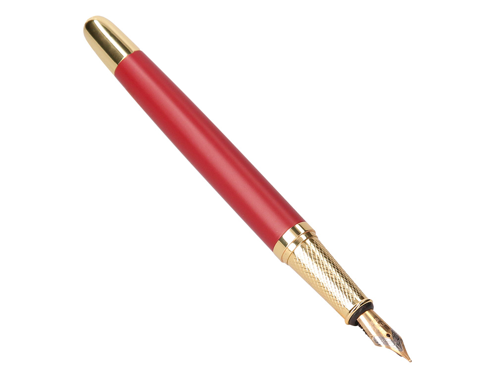 PLUMA Y ESTUCHE BELIUS SOIREE COLOR ART DECO GRANATE Y DORADO TINTA AZUL CAJA DE DISEÑO