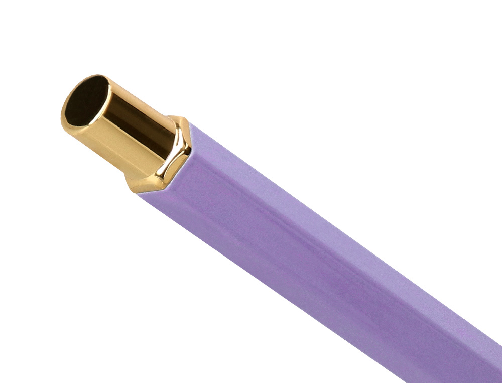 BOLIGRAFO BELIUS MACARON BLISS FORMA HEXAGONAL COLOR MORADO Y DORADO TINTA AZUL CAJA DE DISEO