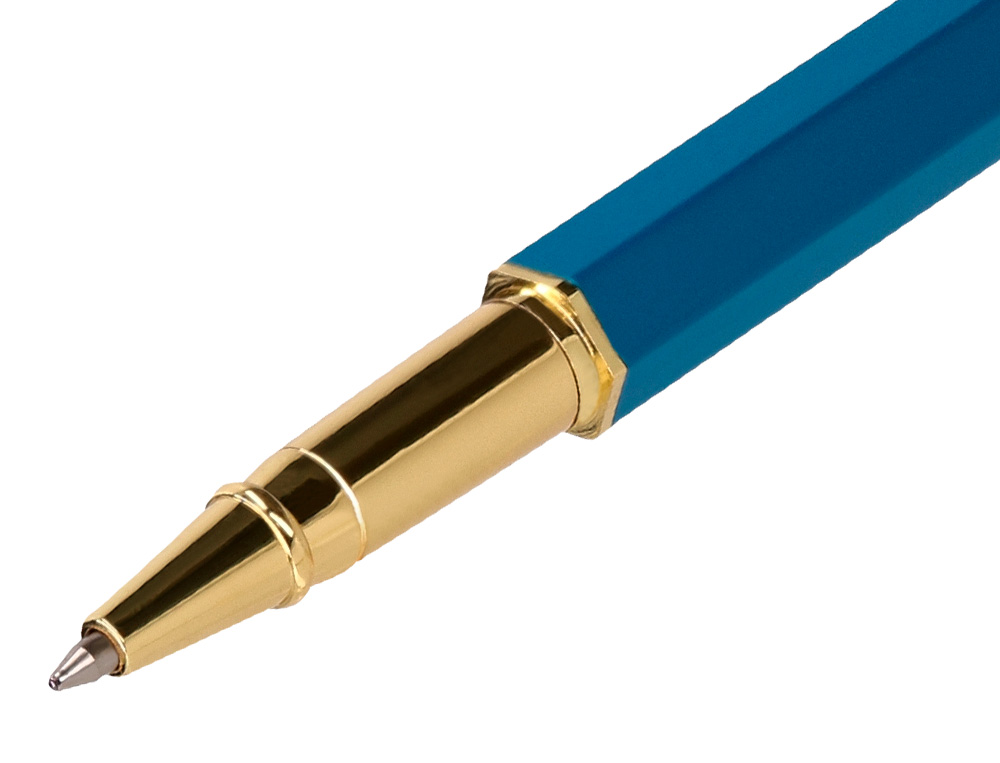 BOLIGRAFO BELIUS MACARON BLISS FORMA HEXAGONAL COLOR ROSA/ AZUL Y DORADO TINTA AZUL CAJA DE DISEO