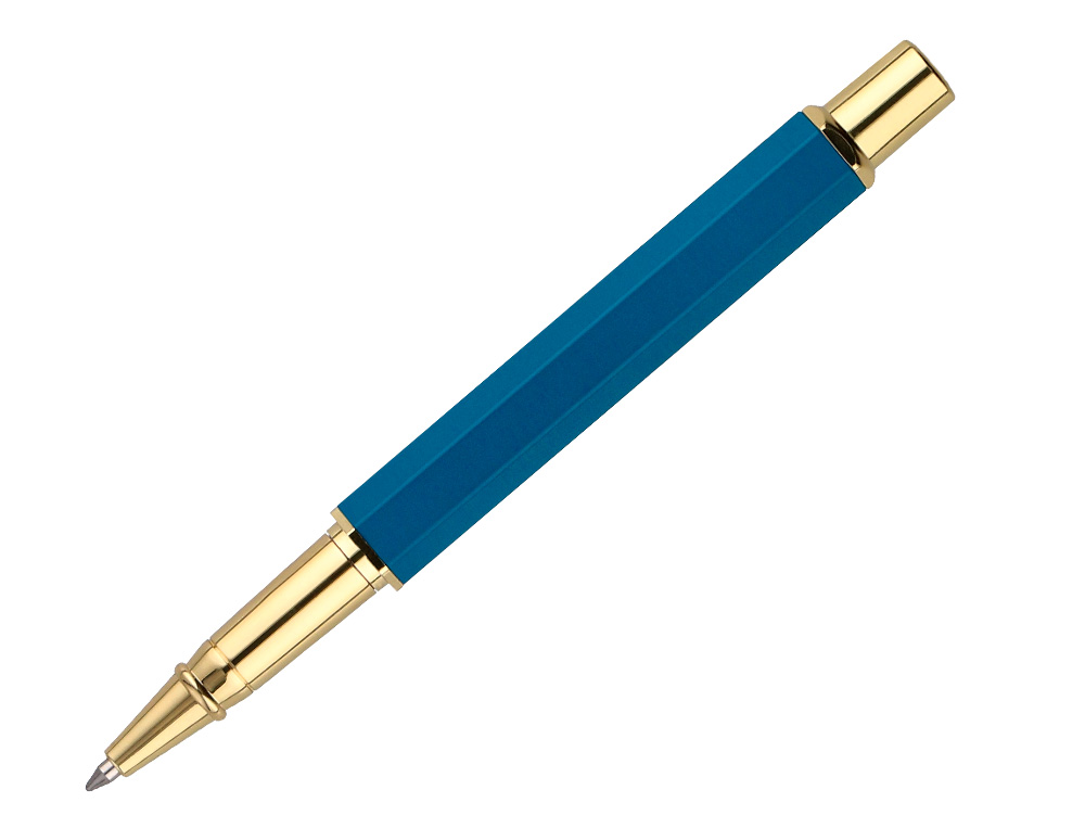 BOLIGRAFO BELIUS MACARON BLISS FORMA HEXAGONAL COLOR ROSA/ AZUL Y DORADO TINTA AZUL CAJA DE DISEO