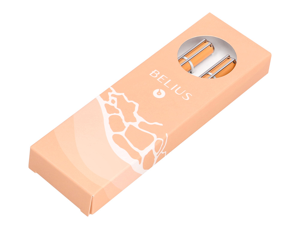 JUEGO BOLIGRAFO Y ROLLER BELIUS ENDLESS SUMMER ALUMINIO COLOR NARANJA Y PLATEADO TINTA AZUL CAJA DE DISEÑO