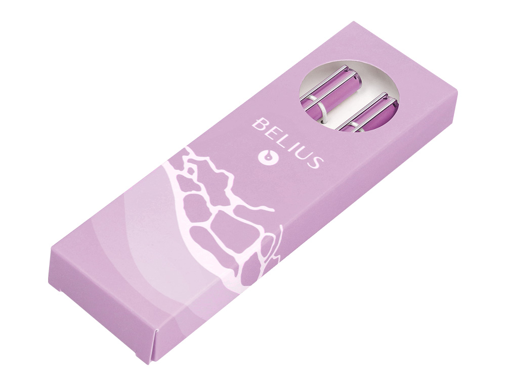 JUEGO BOLIGRAFO Y ROLLER BELIUS ENDLESS SUMMER ALUMINIO COLOR MORADO Y PLATEADO TINTA AZUL CAJA DE DISEÑO