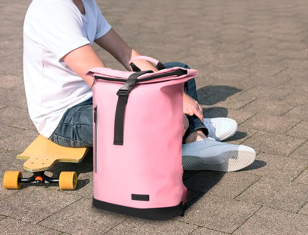 MOCHILA ANTARTIK ROLL PACK WATERPROOF ENROLLABLE GRAN CAPACIDAD ROSA 480X130X280 MM