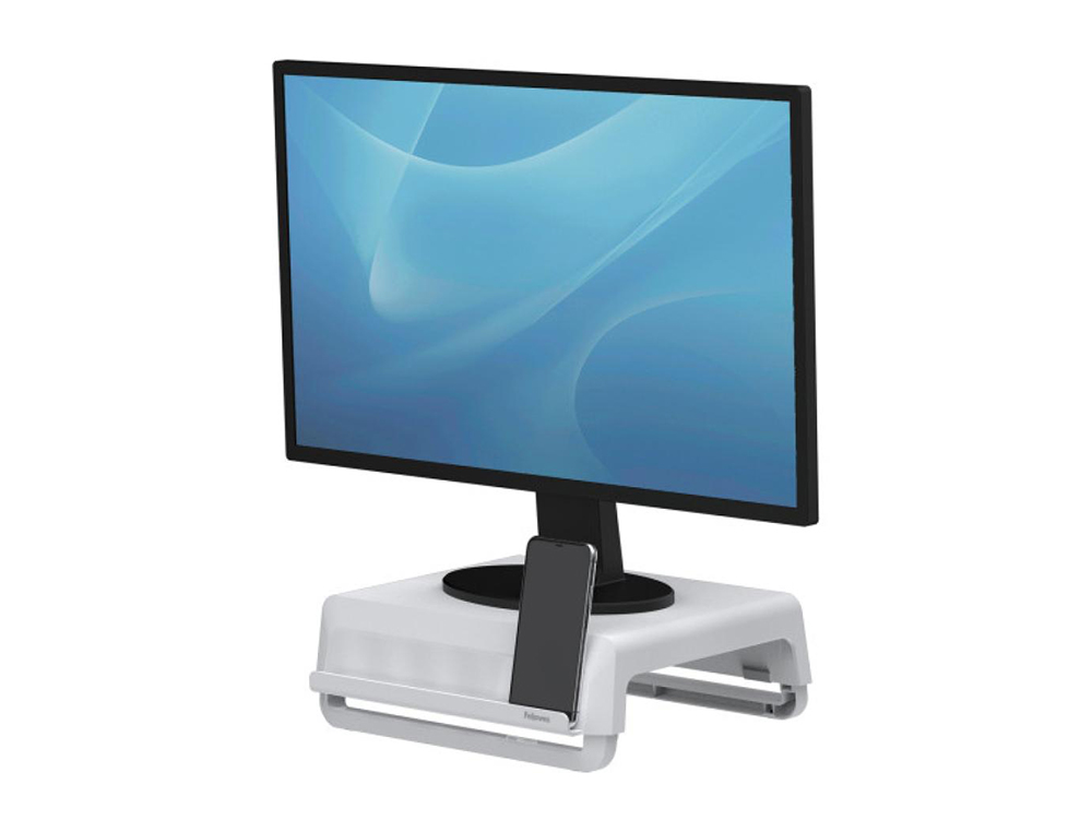 SOPORTE FELLOWES PARA MONITOR BREYTA 3 AJUSTES DE ALTURA HASTA 30 KG 100% RECICLABLE 350X300X80/118/155 MM BLANCO